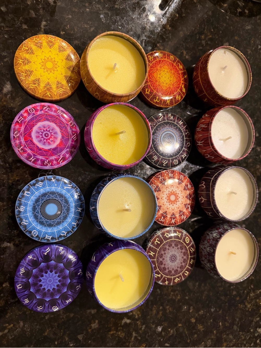 Aromatic Decorative Tin Candles - Multi-Color Set